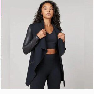 SPANZ Drape Front Jacket - Leather Like Details